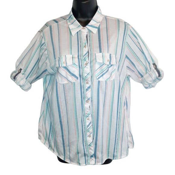 Catherines Women's Plus Size Jacquard Buttonfront Shirt Catherines Women's Plus Size Jacquard Buttonfront Shirt